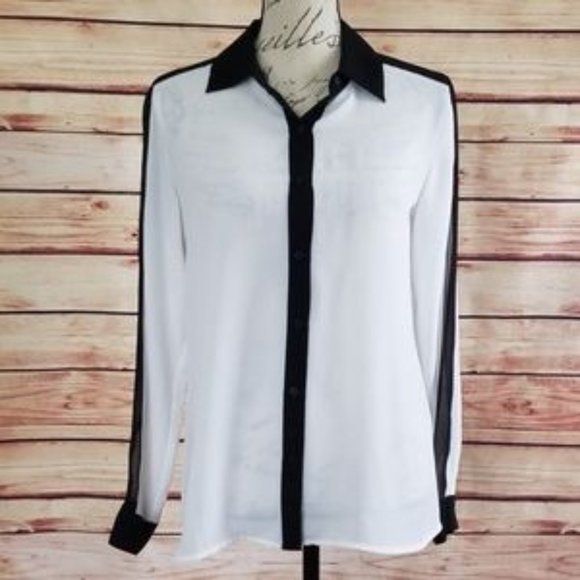 Decree black and white button down blouse - Picture 2 of 8